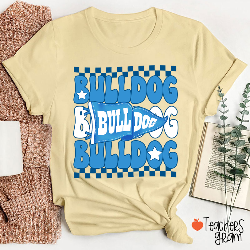 Personalized Mascot Pennant Checkered Teacher T-Shirt