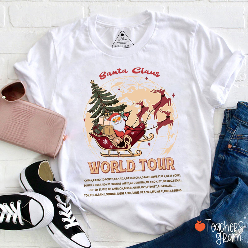 Santa Claus World Tour Teacher T-Shirt
