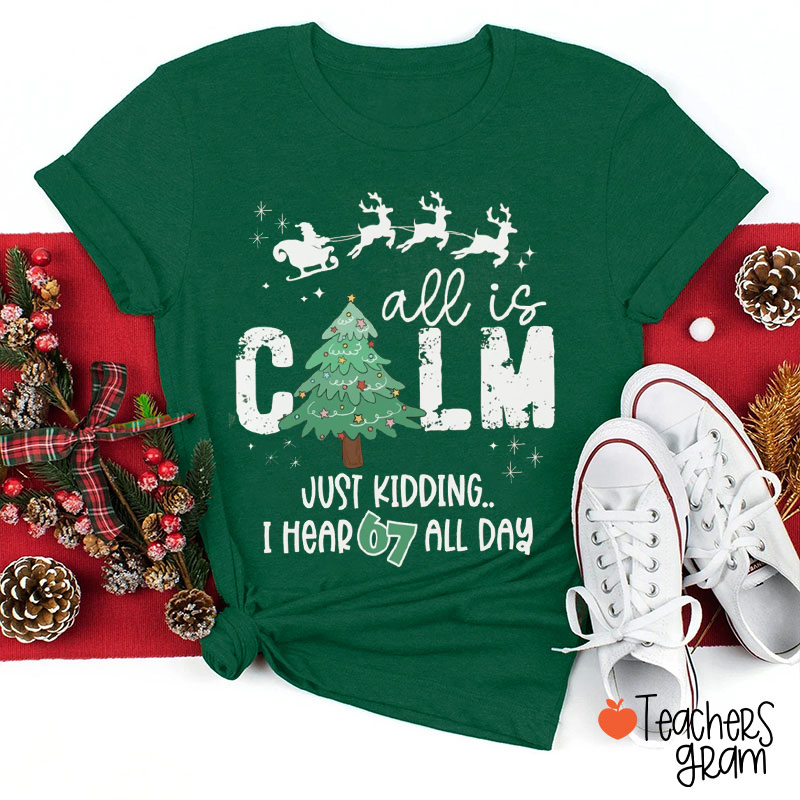 All Is Calm Just Kidding I Hear 67 All Day Teacher T-Shirt