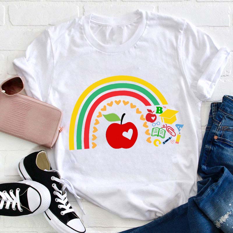 Apple Rainbow Teacher T-Shirt