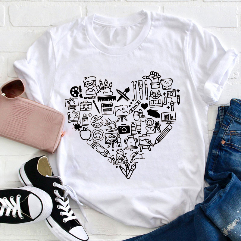 Art Heart Teacher T-Shirt