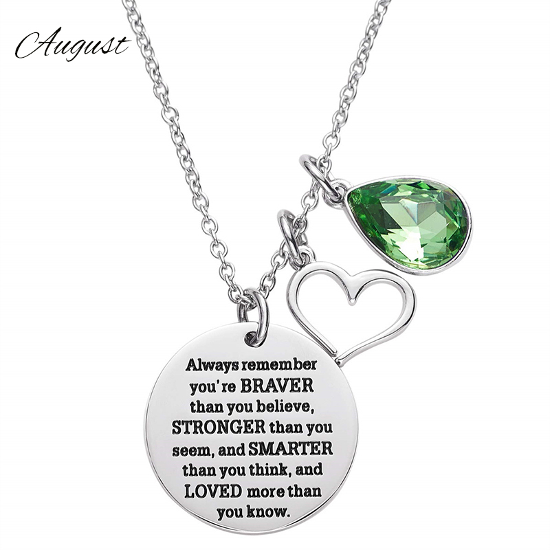 12-color Birthstone Diamond Teacher Necklace