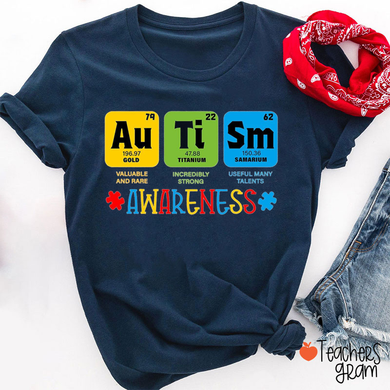 Autism Awareness Chemical Elements Teacher T-Shirt