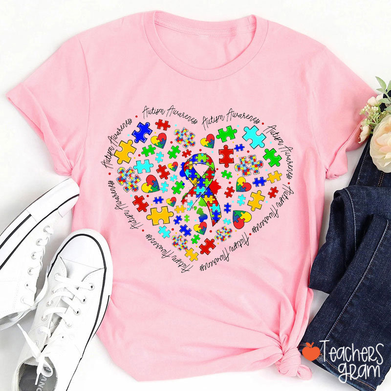 Autism Awareness Love Teacher T-Shirt