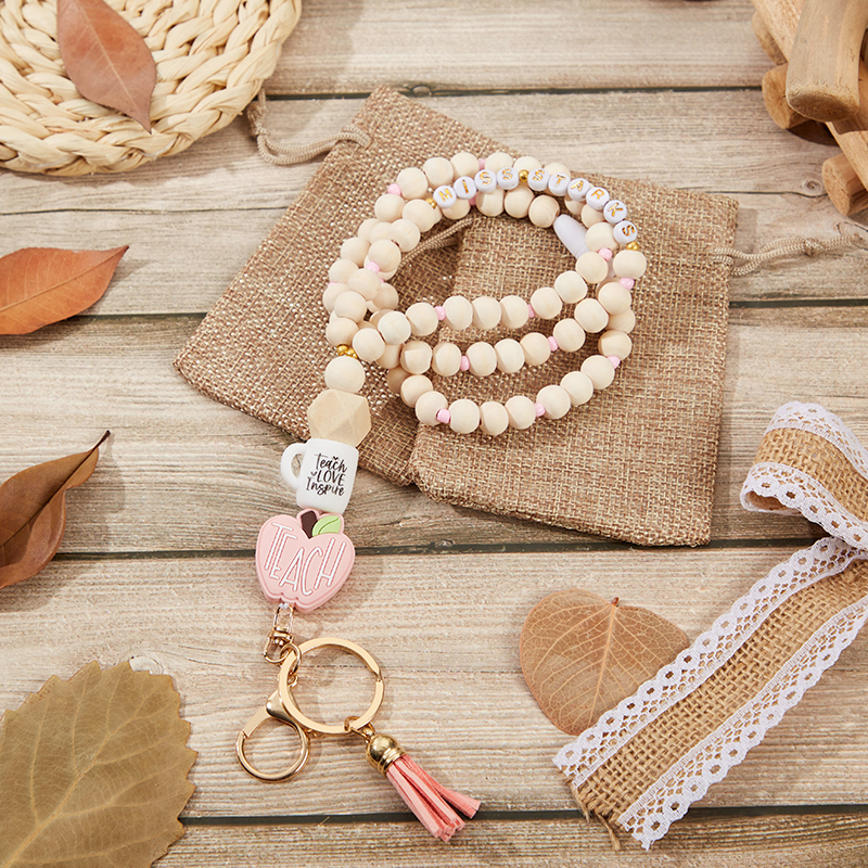 Personalized Teach Love Inspire Apple Teacher Lanyard