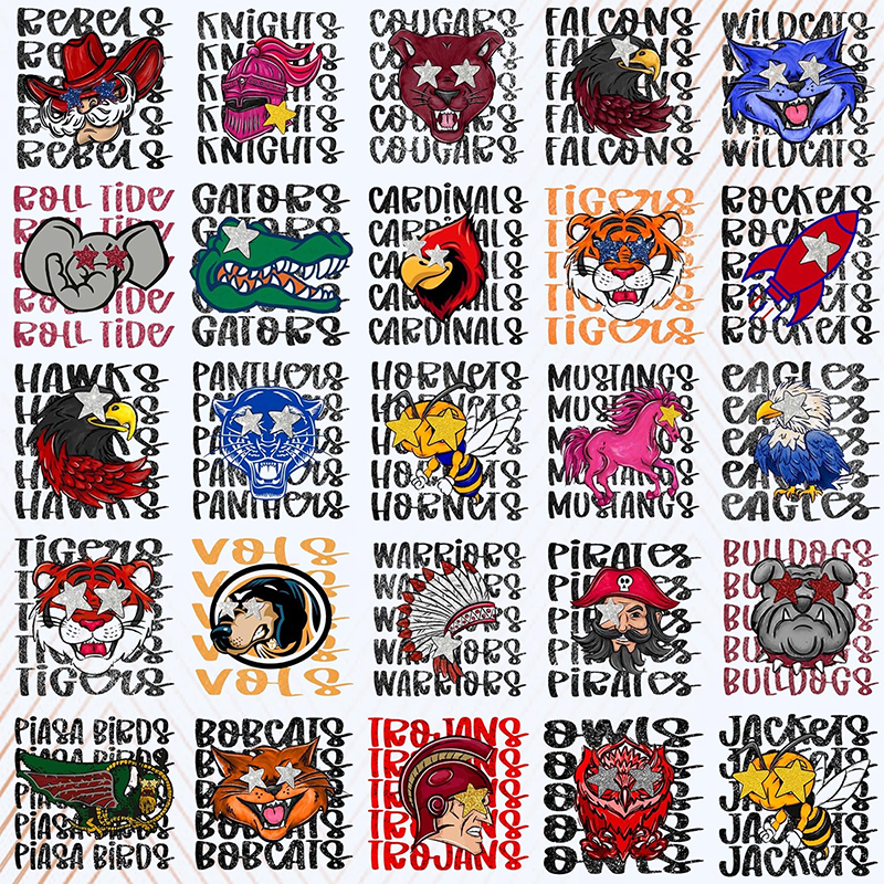 Personalized Starry Eyes Mascot Icons Stacked Text Game Day Teacher T-Shirt