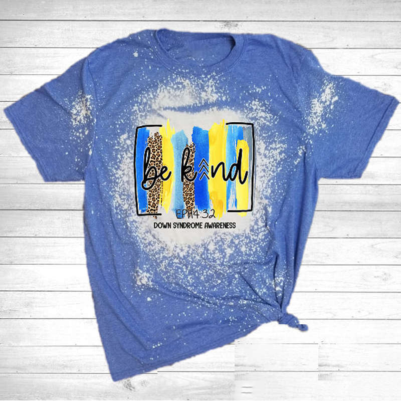 Be Kind Down Syndrome Awareness Teacher Printed T-Shirt
