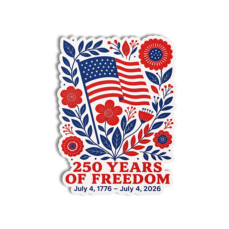 Boho Floral Flag 250 Years Of Freedom Teacher Stickers