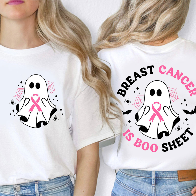 Breast Cancer Is Boo Sheet Teacher Two Sided T-Shirt