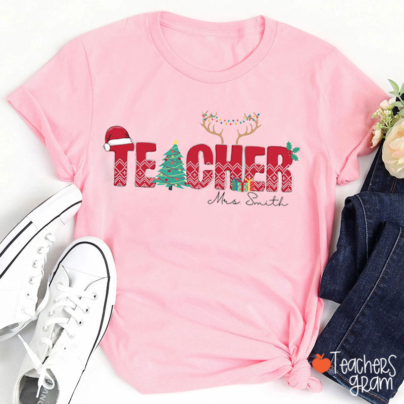 Personalized Christmas Teacher T-Shirt