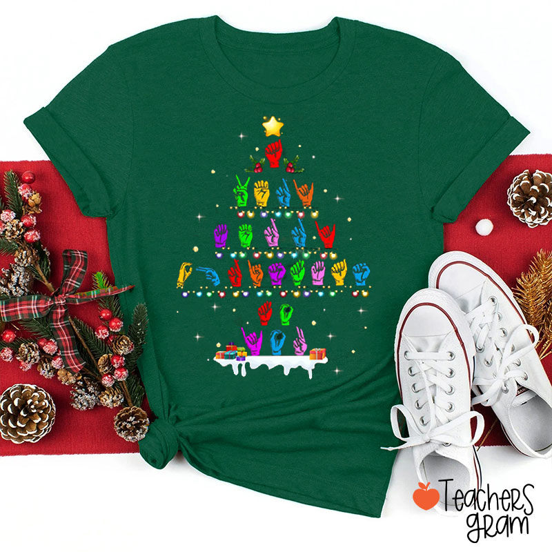 Christmas Sign Language Tree SPED Teacher T-Shirt