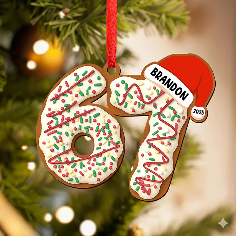 Personalized Name Six Seven Christmas Cookies Teacher Ceramic Christmas Ornament