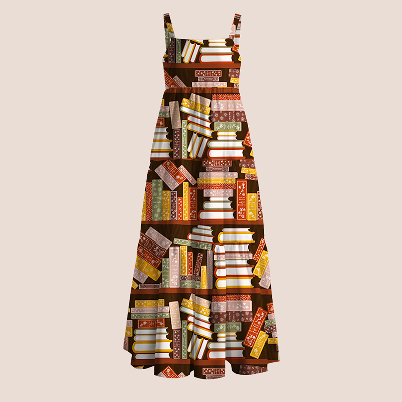 Cluttered Bookshelf Book Lover Teacher Slip Dress