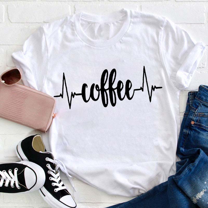 Coffee Heartbeat Teacher T-Shirt