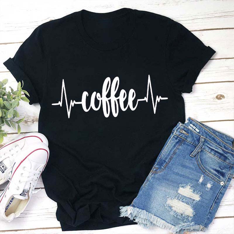 Coffee Heartbeat Teacher T-Shirt