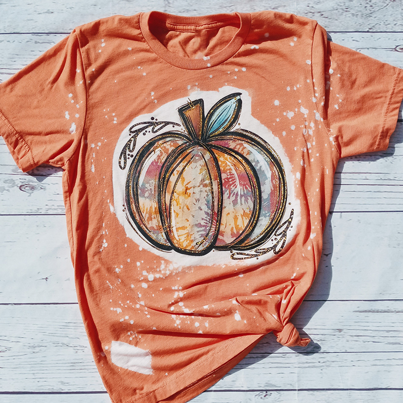 Colorful Pumpkins Autumn Teacher Printed T-Shirt
