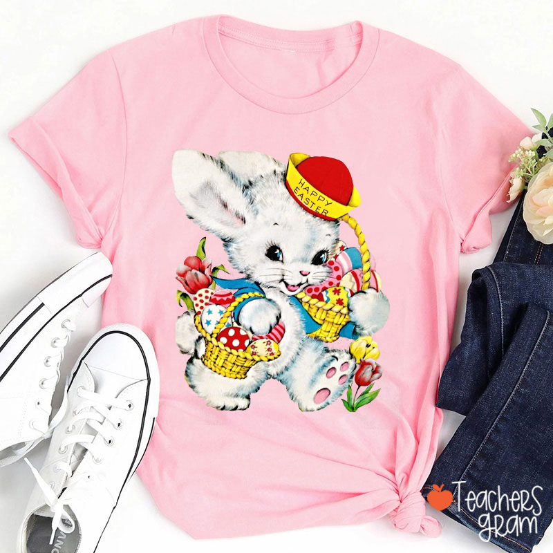Comfort Colors Vintage Happy Easter Teacher T-Shirt