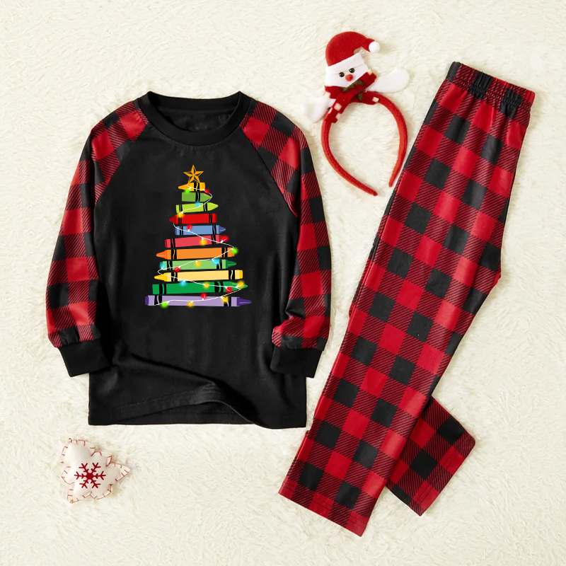 Crayons Tree Colored Lights Teacher Pajamas