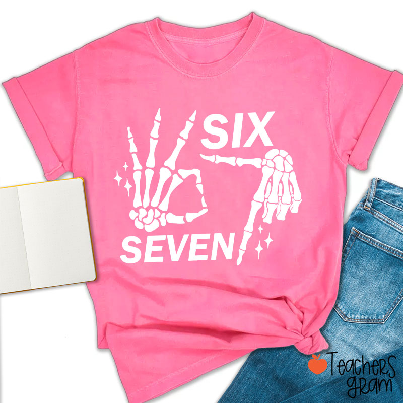 67 Halloween Skeleton Hands Teacher T-Shirt