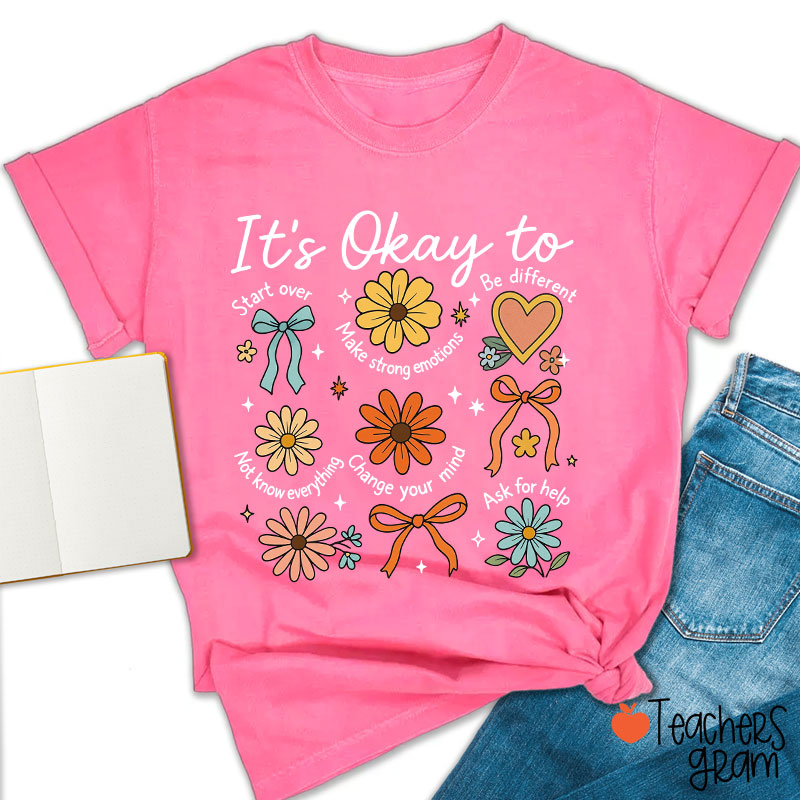 Retro Daisy It's Okay To Teacher T-Shirt