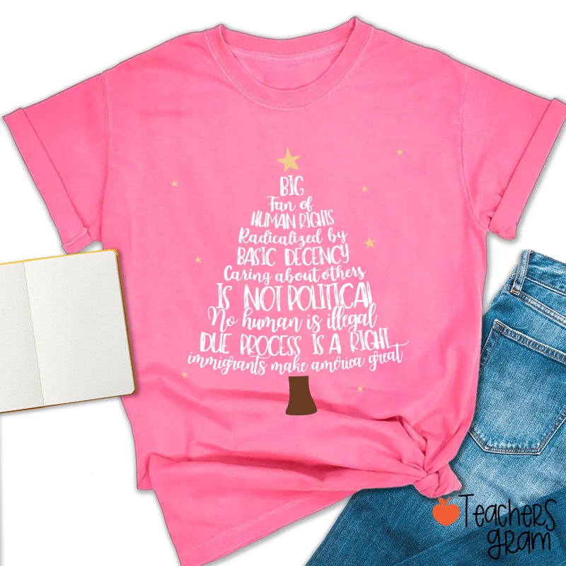 Big Fan Of Human Rights Christmas Tree Teacher T-Shirt