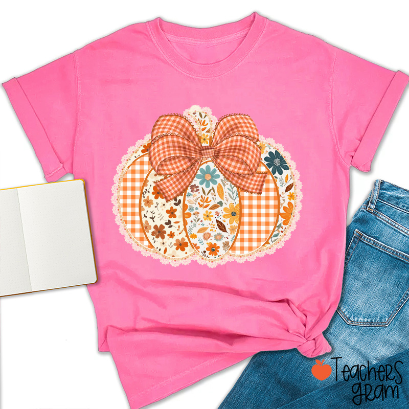 Patchwork Pumpkin Teacher T-Shirt