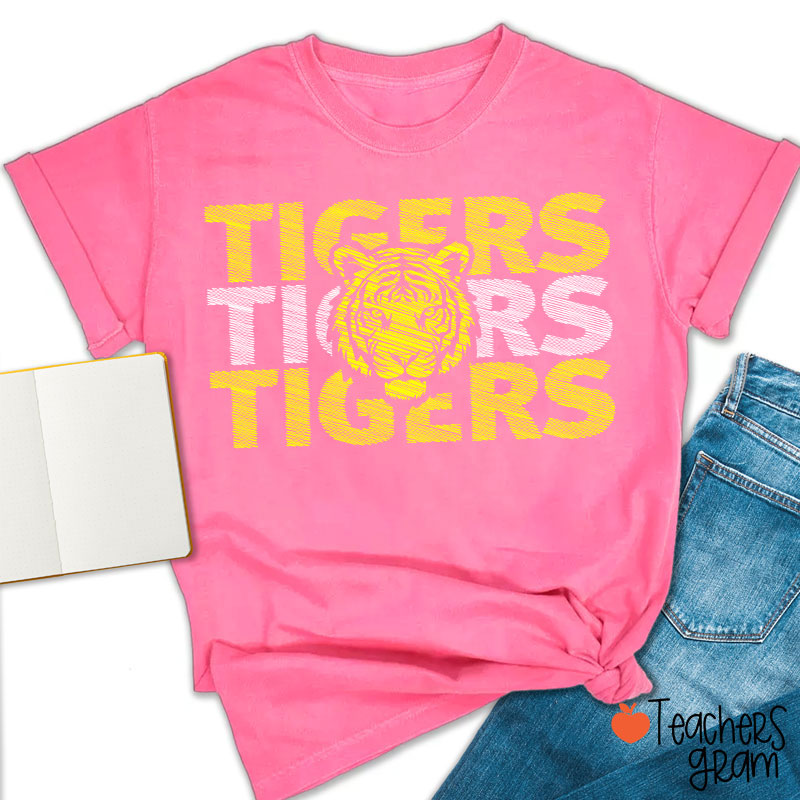 Personalized Mascot School Spirit Sketch Brushstrokes Teacher T-Shirt