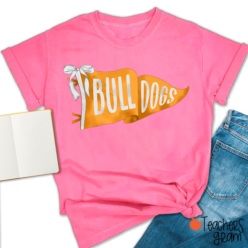 Personalized Mascot Pennant Bow Teacher T-Shirt