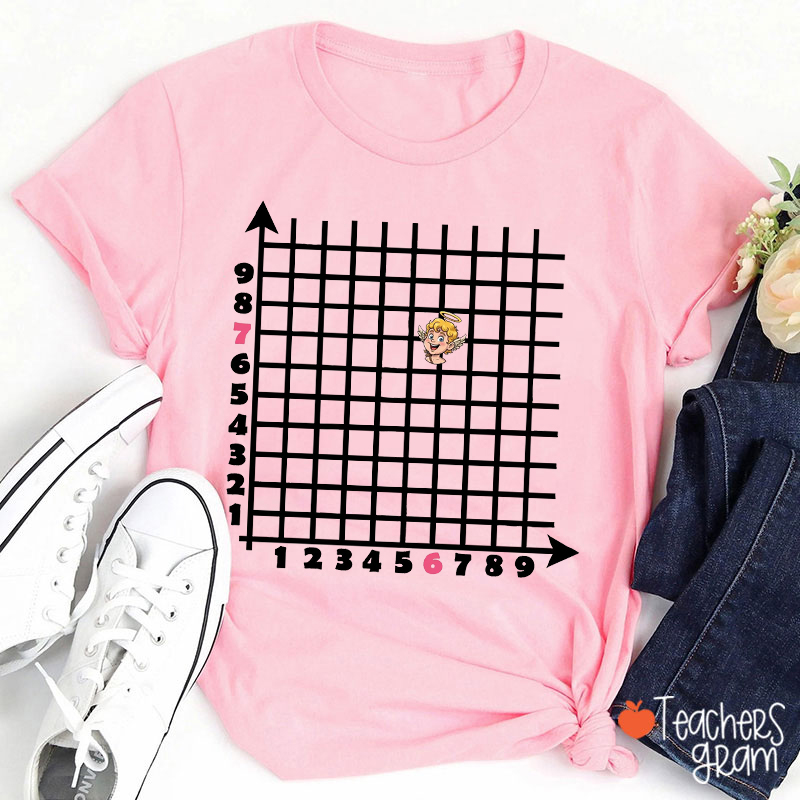 Cupid Coordinate Plane Teacher T-Shirt