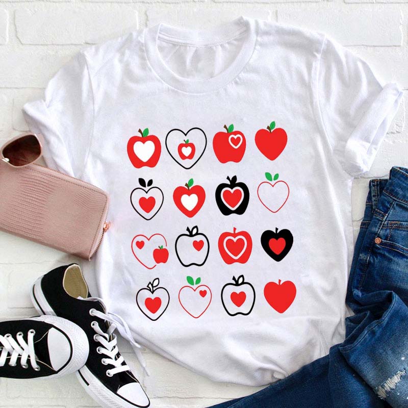 Cute Apple Heart Teacher T-Shirt