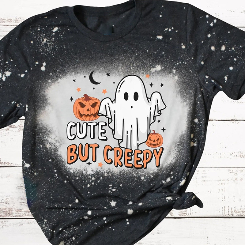 Cute But Creepy Halloween Teacher Printed T-Shirt