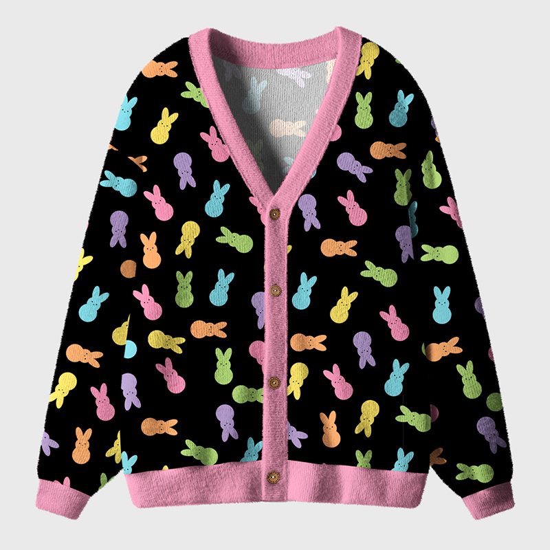Cute Bunny Easter Day Teacher Ugly Cardigan Sweaters