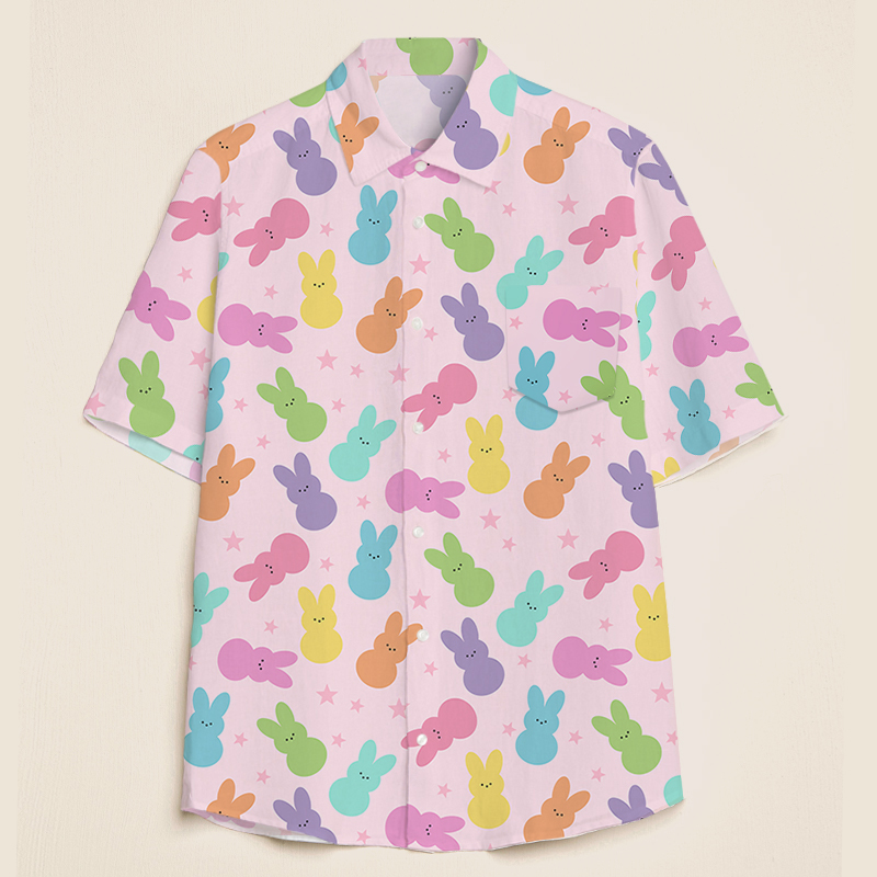 Cute Bunny Easter Day Teacher Short Sleeve Shirt