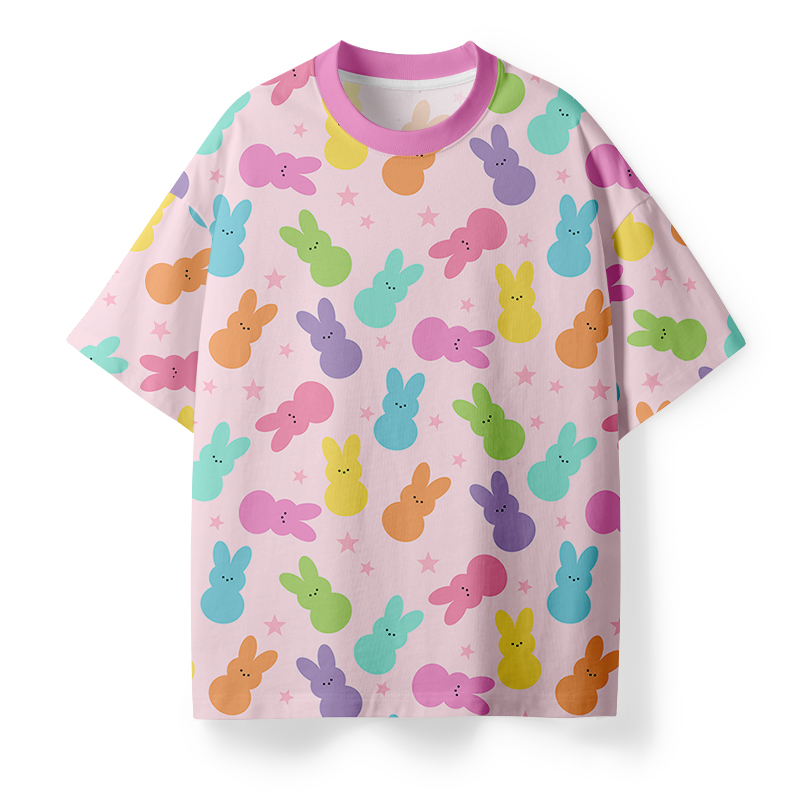 Cute Easter Bunny Teacher Eco Oversized Graphic T-Shirt