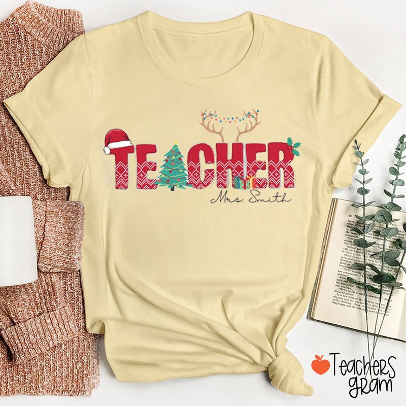Personalized Christmas Teacher T-Shirt