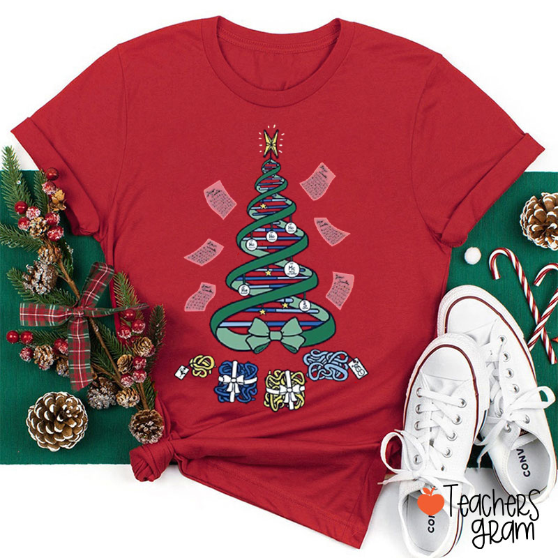 DNA Christmas Tree Teacher T-Shirt