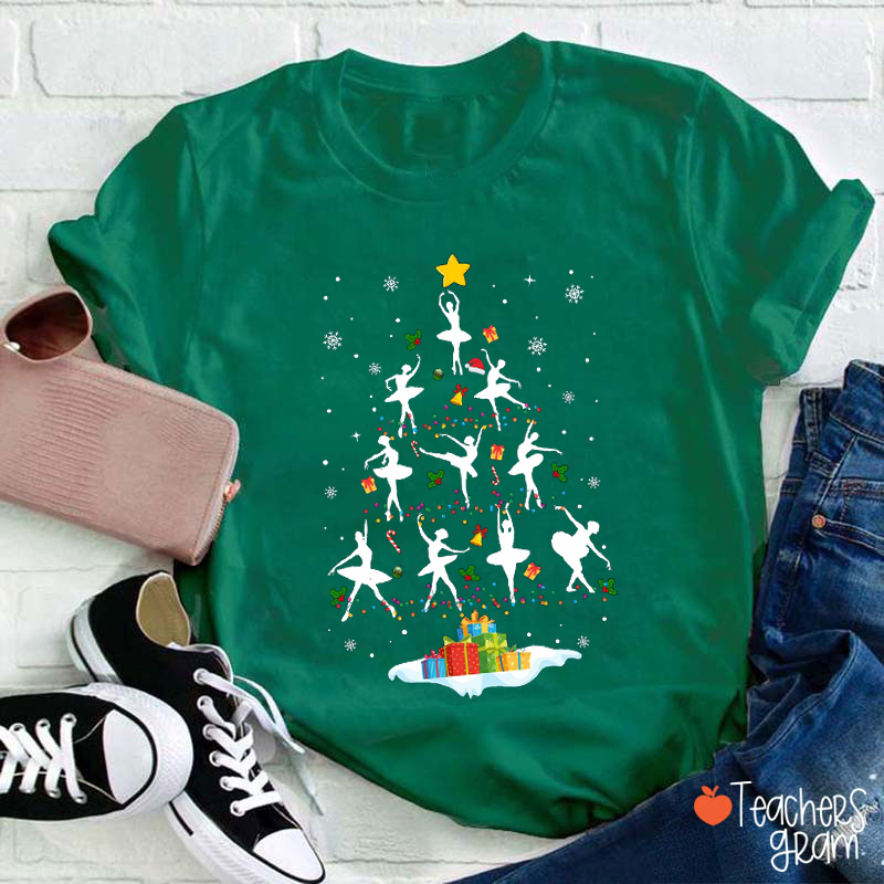 Dancer Christmas Tree Teacher T-Shirt