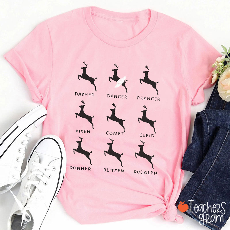 Dancing Reindeer Teacher T-Shirt