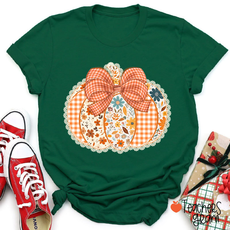 Patchwork Pumpkin Teacher T-Shirt
