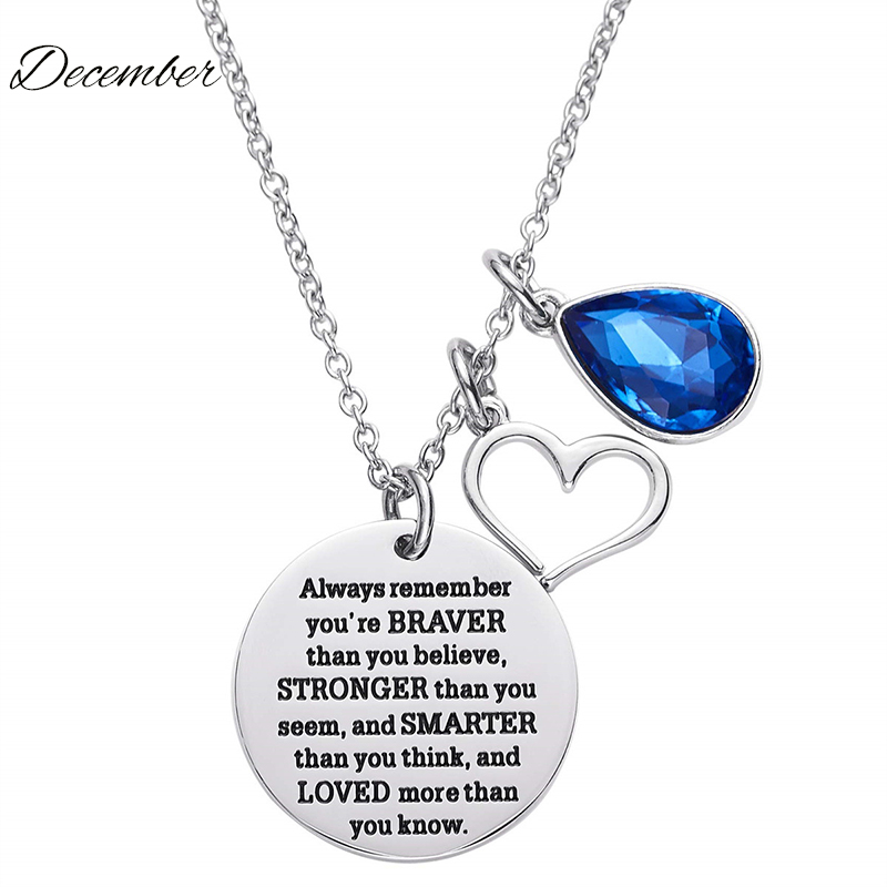 12-color Birthstone Diamond Teacher Necklace
