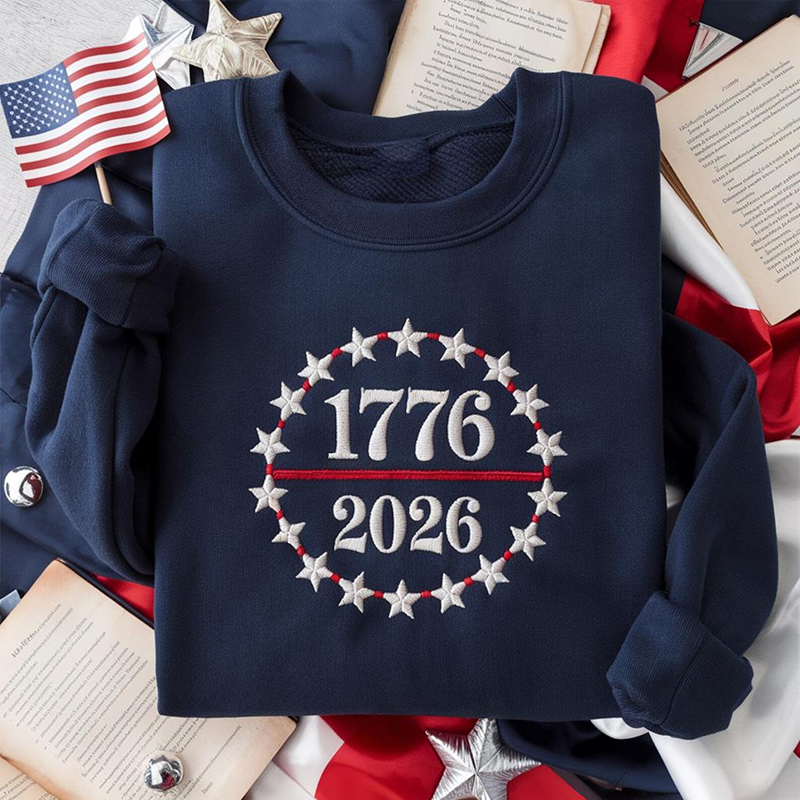 Embroidered 250th America Anniversary Teacher Sweatshirt