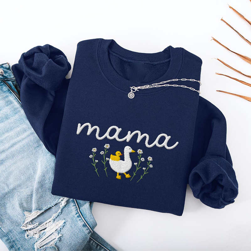 Embroidered Goose Mama Teacher Sweatshirt