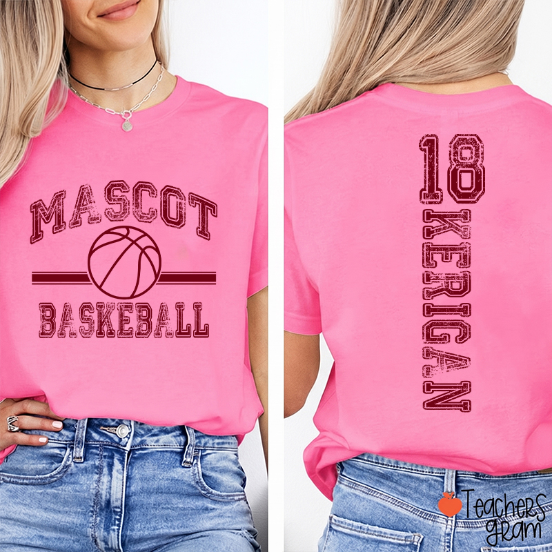 Personalized Mascot Vintage Sport Theme Teacher Two Sided T-Shirt