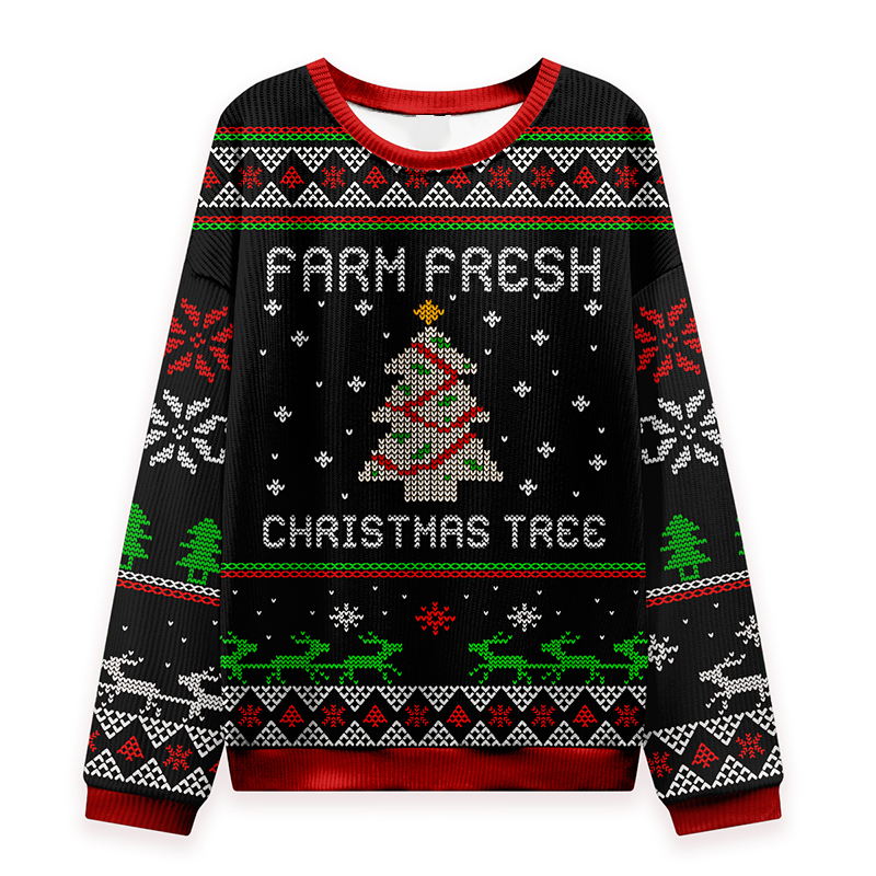 Farm Fresh Christmas Tree Teacher Ungly Knit Sweatshirt