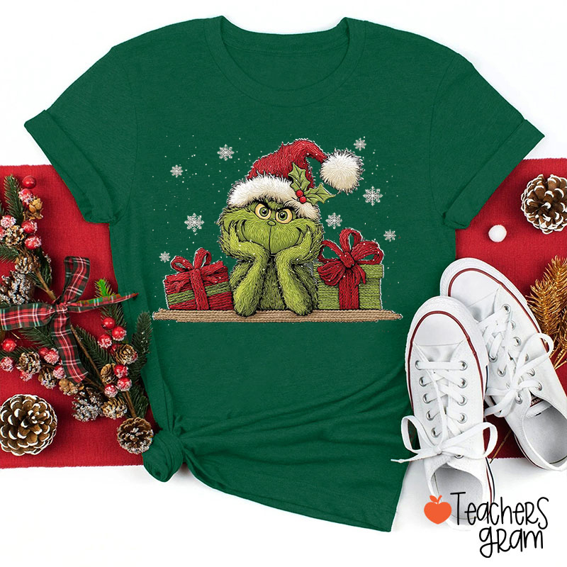 Faux Yarn Feeling Extra Grinchy Today Teacher T-Shirt