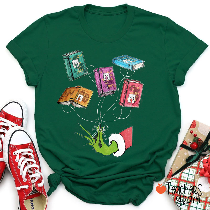 Funny Christmas EKG Bookish Teacher T-Shirt
