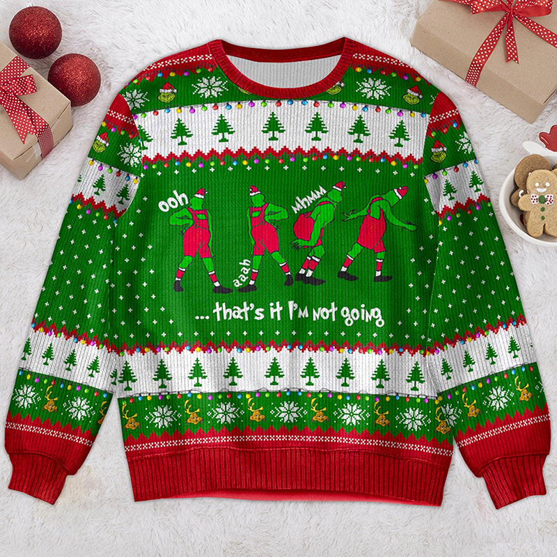 Funny Christmas I'm Not Going Teacher Ugly Fluffy Christmas Sweater