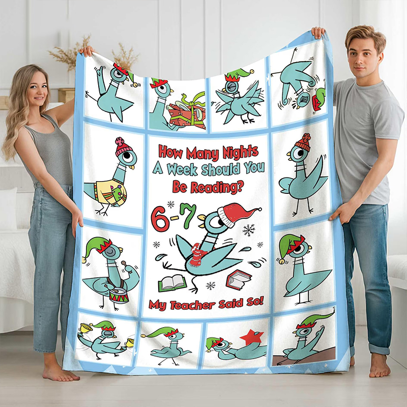 Funny Pigeon Six Seven Reading Teacher Blanket