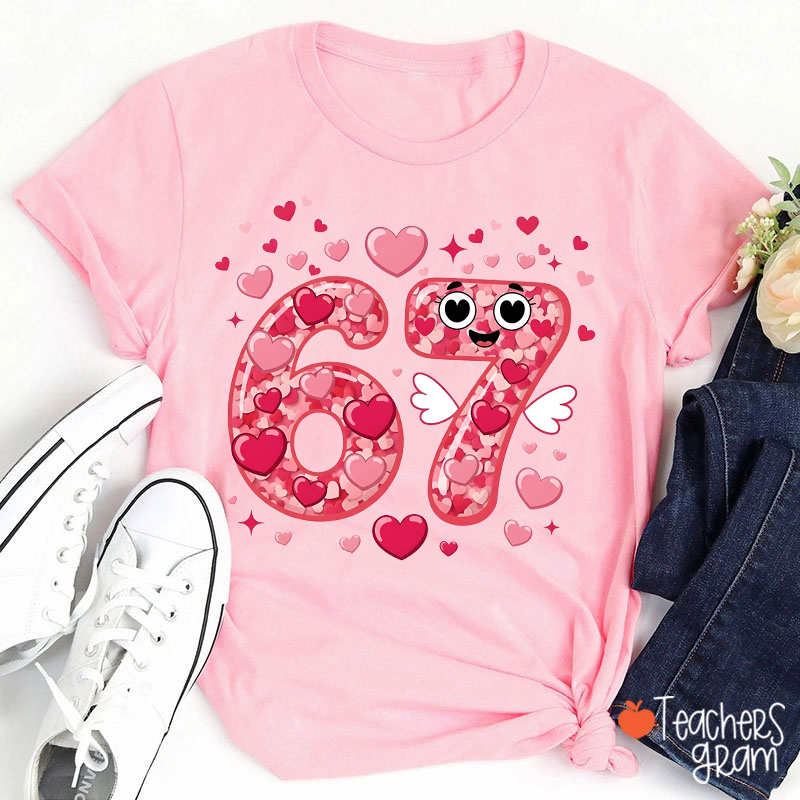 Funny Valentine Meme 67 Trend Heart Teacher T-Shirt