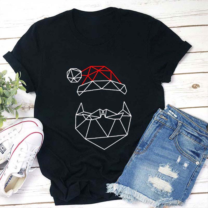 Geometric Santa Teacher T-Shirt